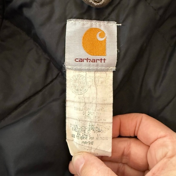 Y2K Carhartt Men's Brown Hooded Quilted Duck Jacket Size L Canvas - Picture 3 of 11